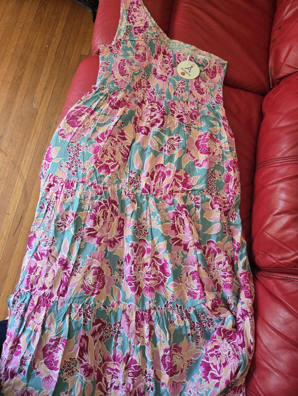 Smocked Floral Maxi Skirt - Pink & Teal